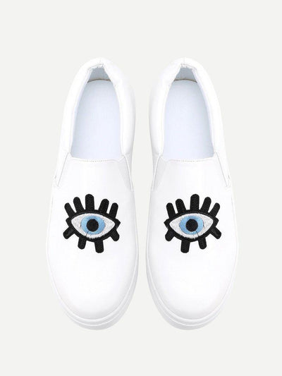 Embroidery Detail PU Sneakers-shoes-Des Mess