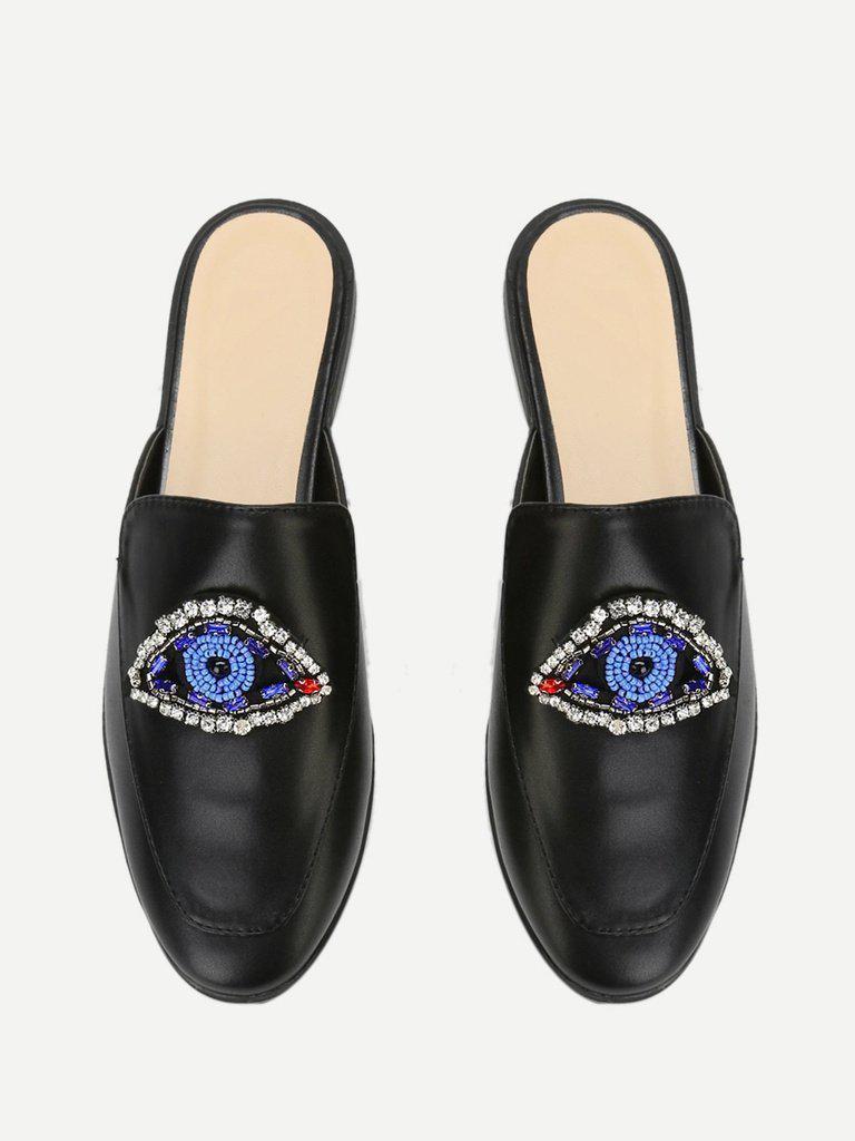 Rhinestone Eye Loafer Mules-shoes-Des Mess