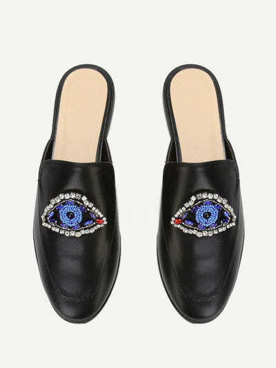 Rhinestone Eye Loafer Mules-shoes-Des Mess