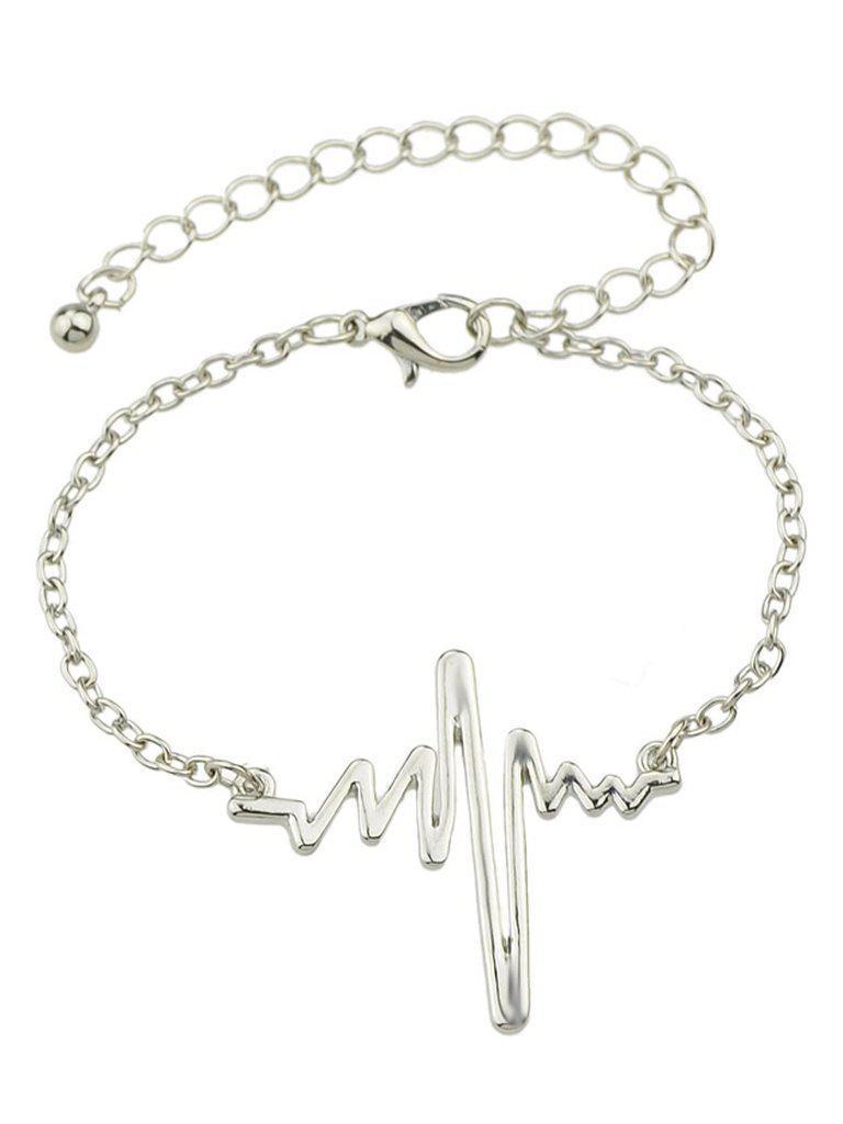 Silver Chain With Heartbeat Charm Bracelet--Des Mess