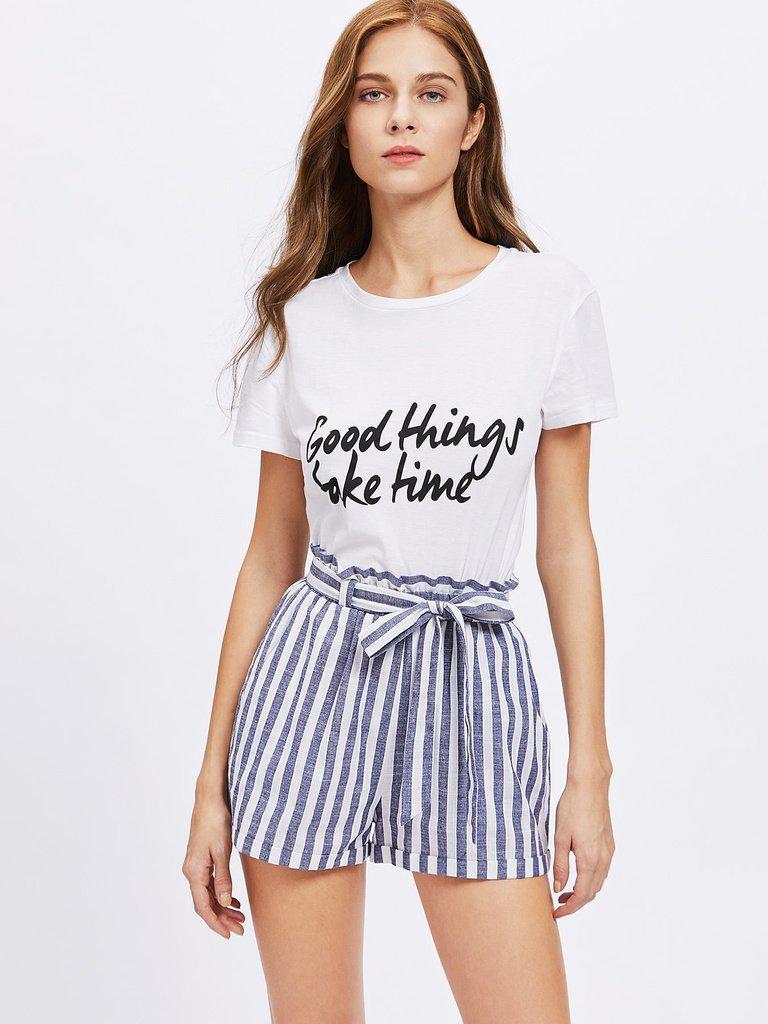 Frill Waist Self Belted Shorts-bottom-Des Mess