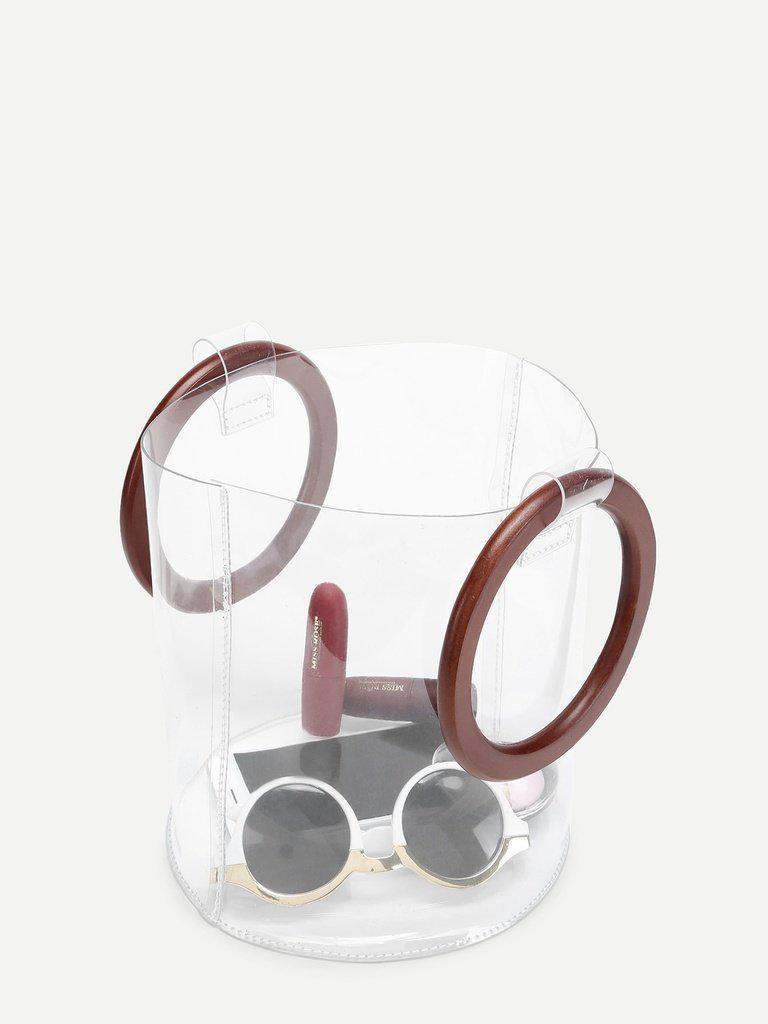 Striped Clear Wooden Handle Bag-accessories-Des Mess