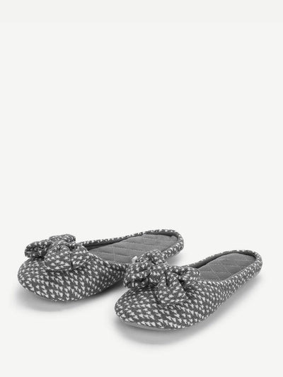 Round Toe Bow Design Flat Slippers-shoes-Des Mess