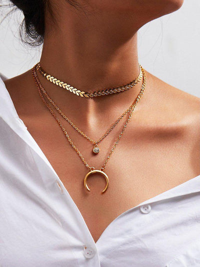 Horn Pendant Arrow Design Chain Necklace-jewelry-Des Mess