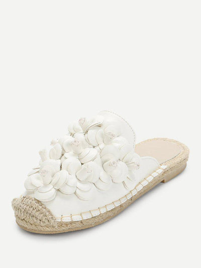 Floral Appliqued Cap Toe Flats-shoes-Des Mess