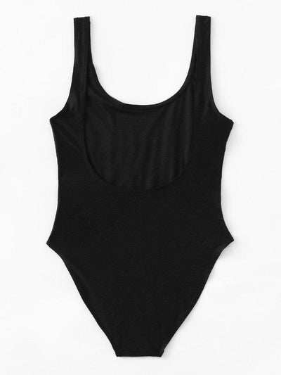Slogan Print Low Back Swimsuit-swimwear-Des Mess