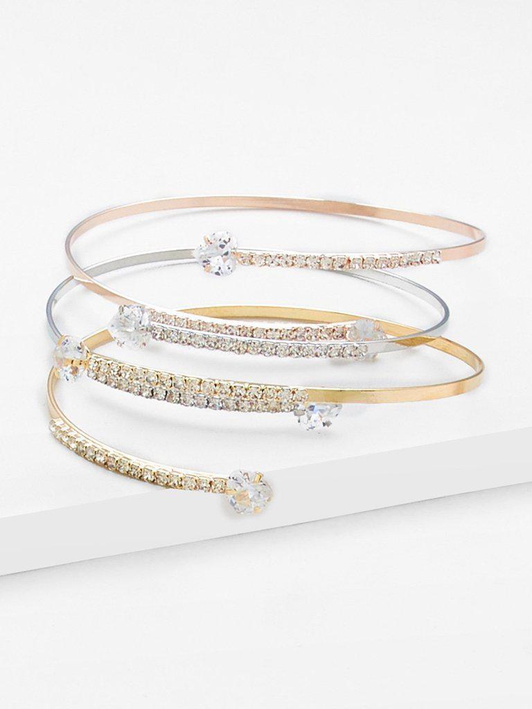 Rhinestone Wrap Bangle 3pcs-jewelry-Des Mess