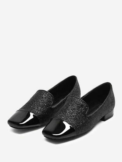 Square Toe Glitter Loafers-shoes-Des Mess