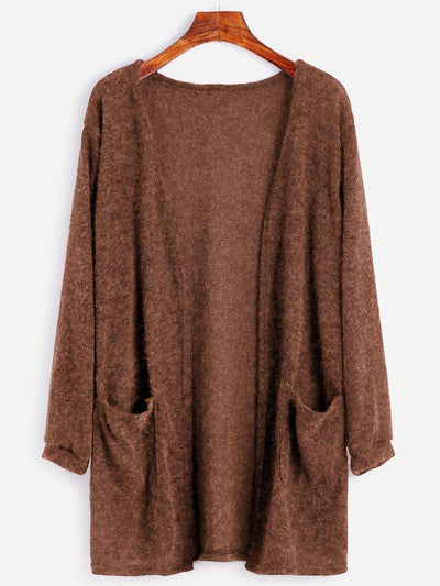 Open Front Sweater With Pockets-outerwear-Des Mess