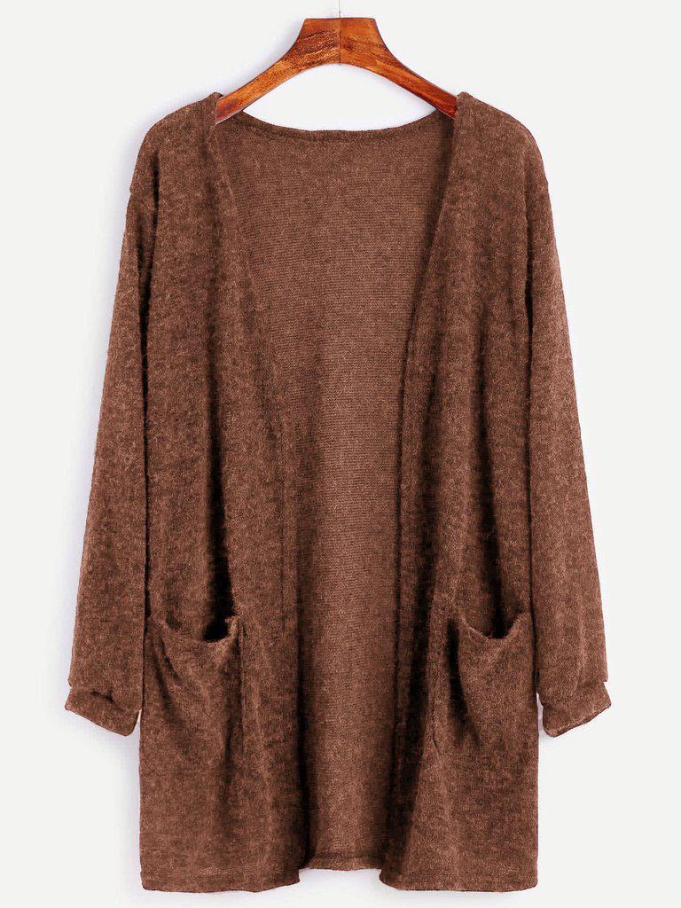 Open Front Sweater With Pockets-outerwear-Des Mess