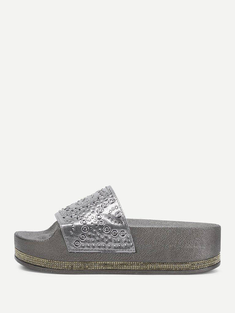 Geometric Pattern Flatform Sandals-shoes-Des Mess