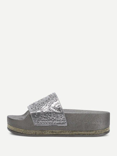 Geometric Pattern Flatform Sandals-shoes-Des Mess