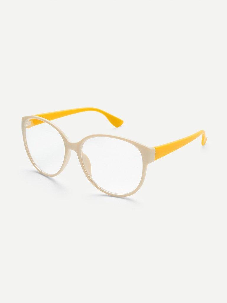 Two Tone Frame Flat Len Glasses-accessories-Des Mess