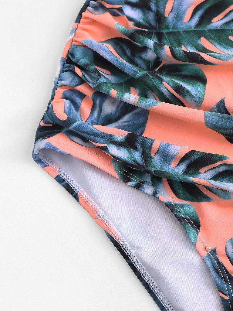 Palm Print Ruffle Bikini Set--Des Mess