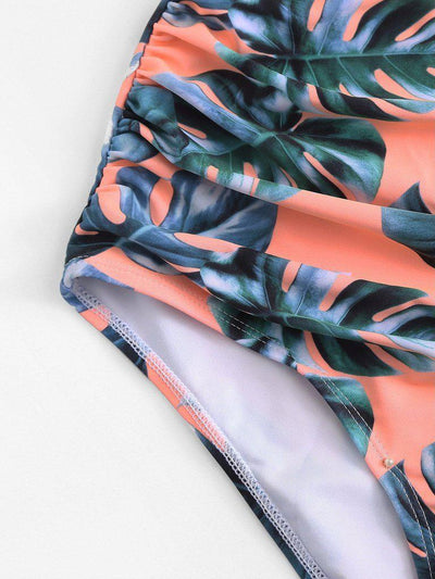 Palm Print Ruffle Bikini Set--Des Mess