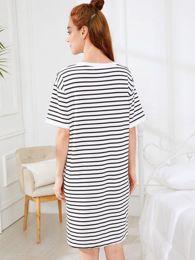 Split Side Striped Dress-loungewear-Des Mess