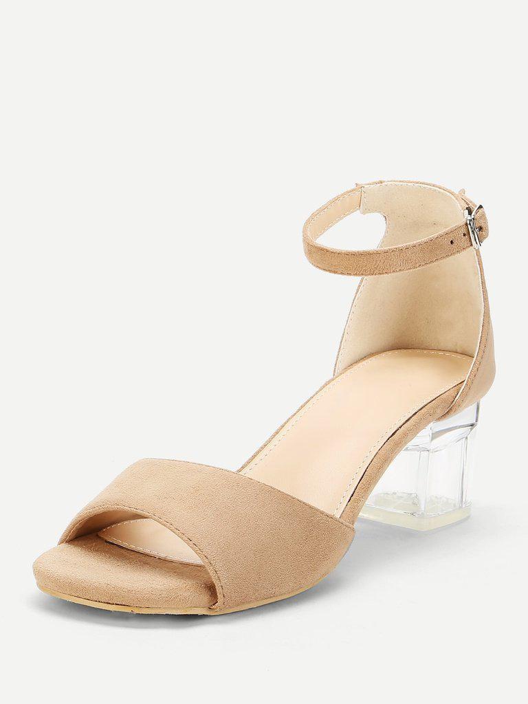 Two Part Clear Block Heels-shoes-Des Mess