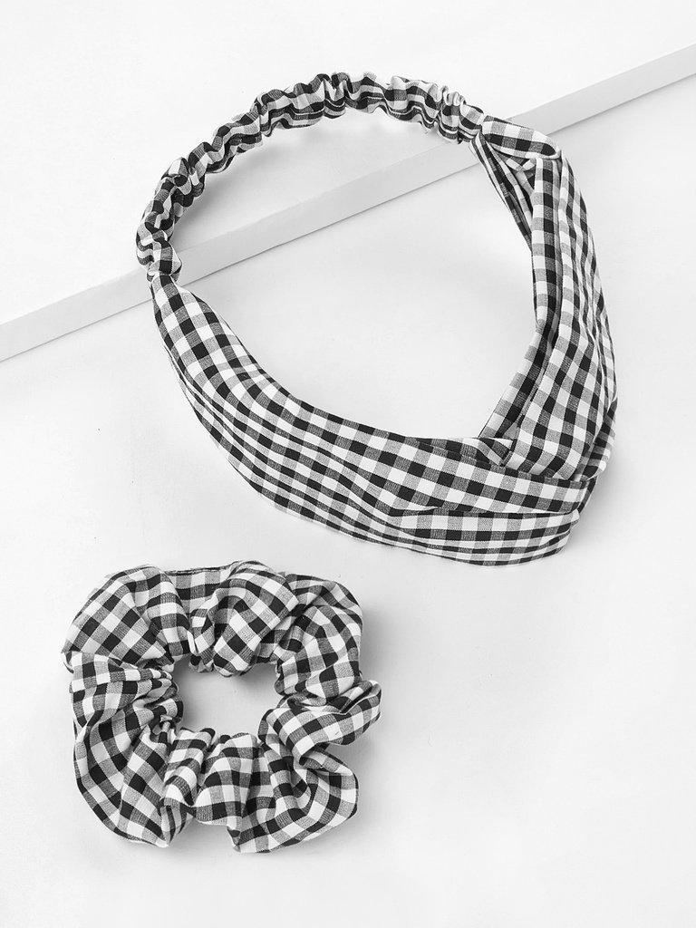 Gingham Print Headband & Hair Tie-hair-Des Mess