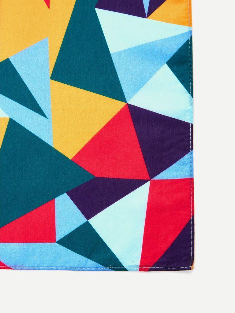 Color Block Geometric Bandana Scarf-accessories-Des Mess