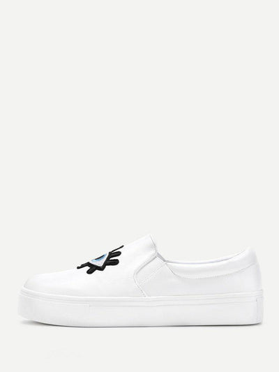 Embroidery Detail PU Sneakers-shoes-Des Mess