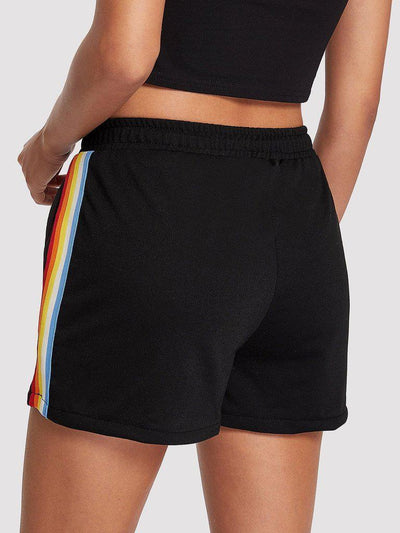Striped Tape Side Drawstring Waist Shorts-bottom-Des Mess
