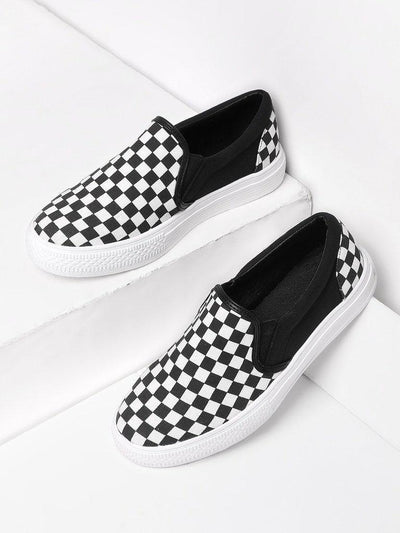 Gingham Canvas Slip On Plimsolls-shoes-Des Mess