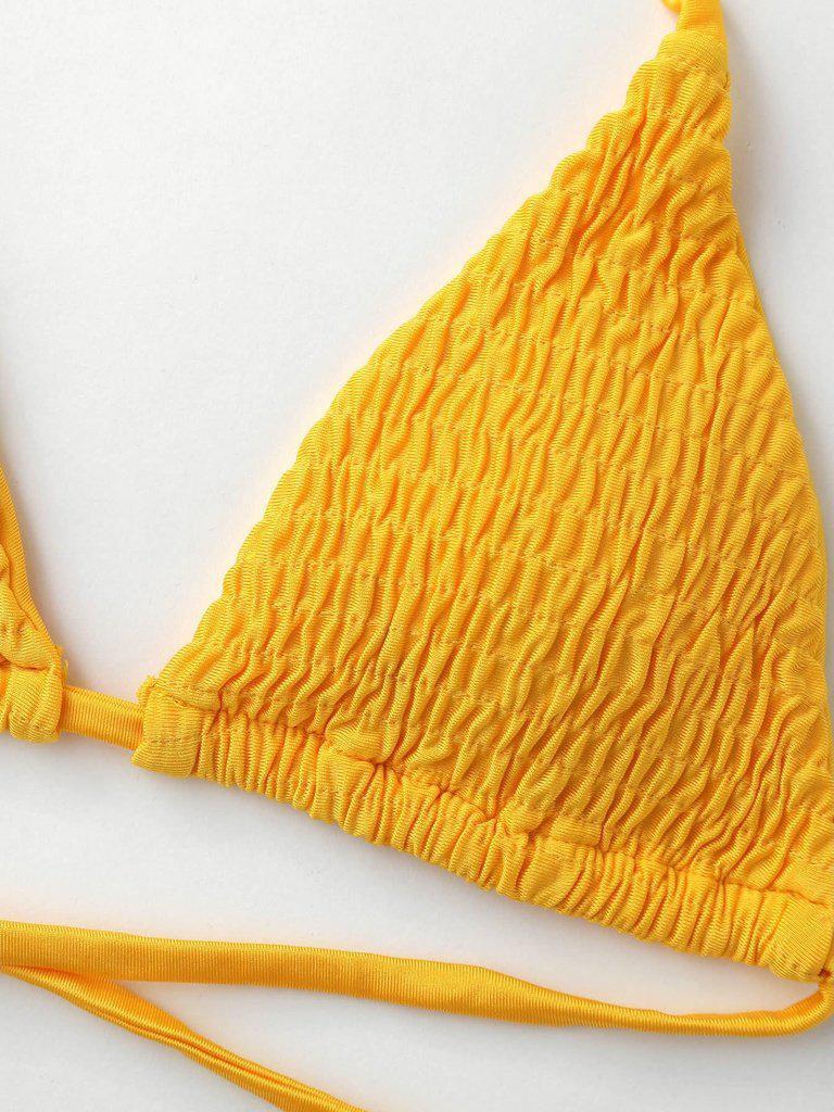 Tie Back Shirred Triangle Bikini Set--Des Mess