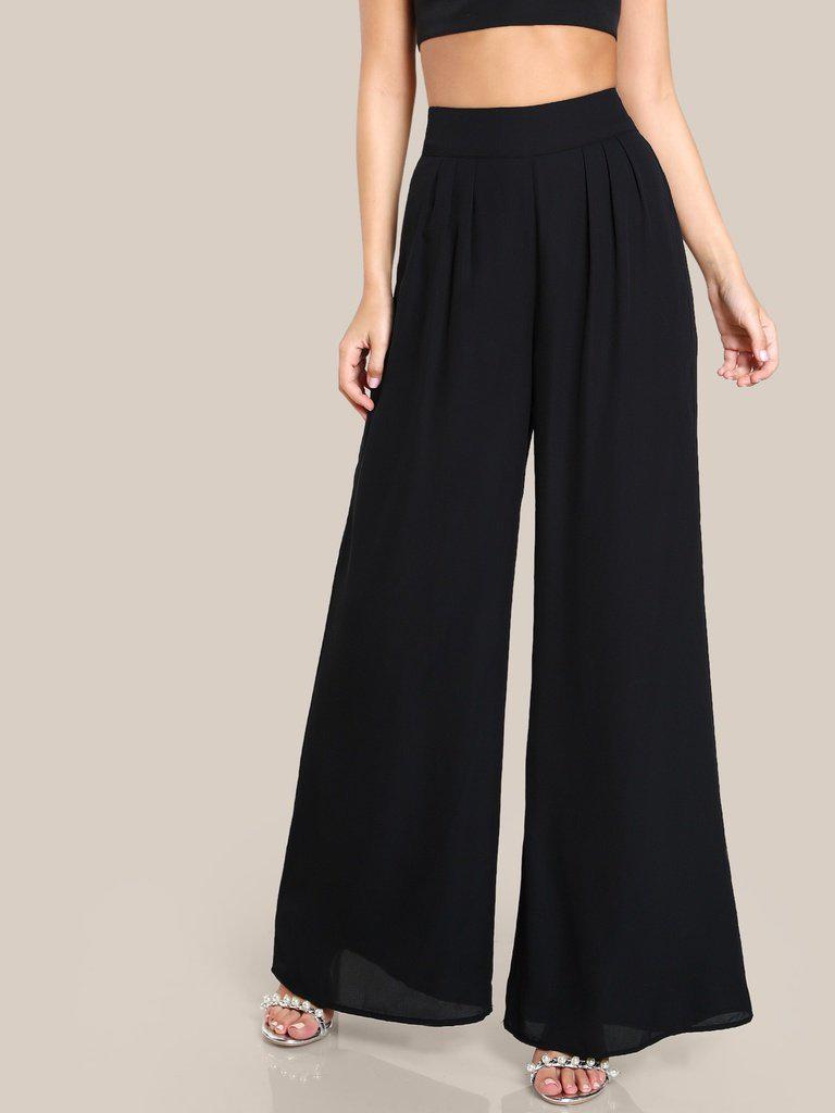 Box Pleated Palazzo Pants-bottom-Des Mess