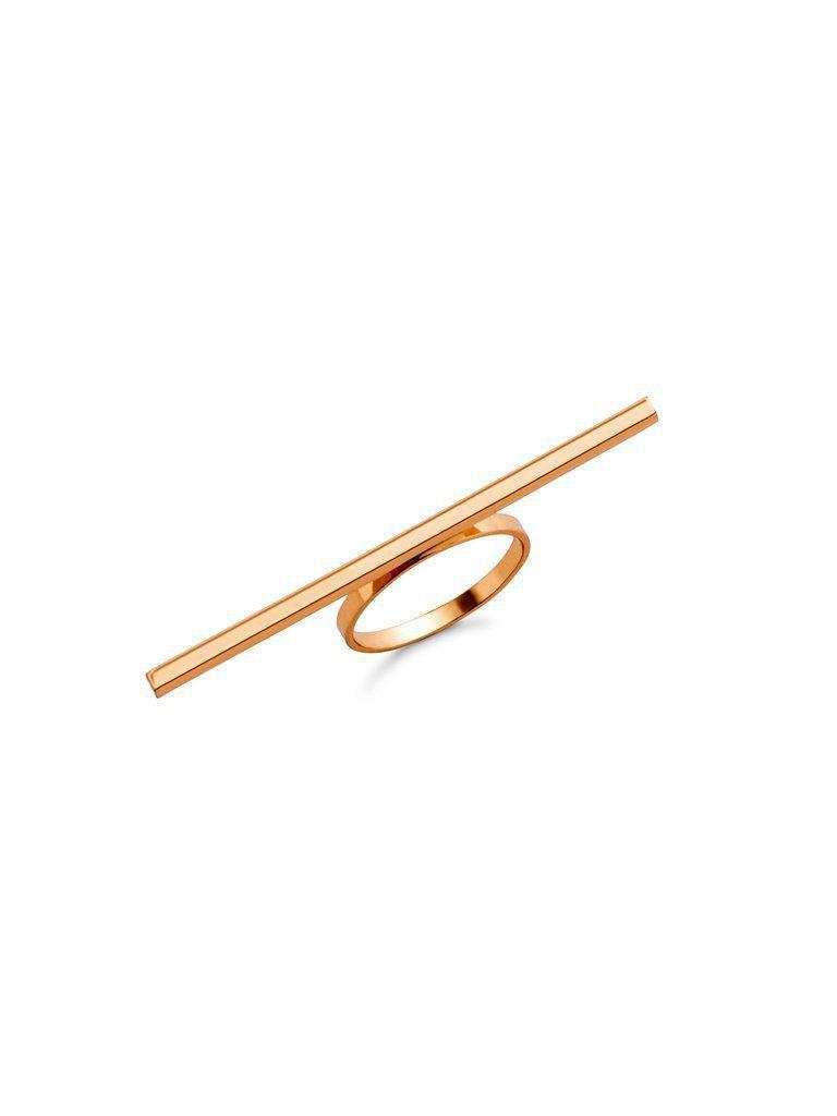 Gold Plated Horizontal Bar Ring-jewelry-Des Mess