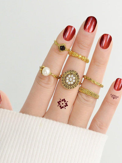 At-Gold Simple Pearl Ring 6-Pieces Set-jewelry-Des Mess