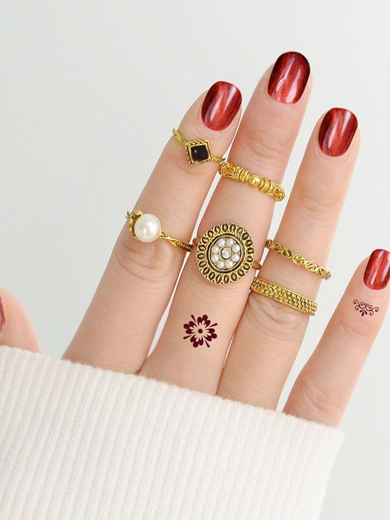At-Gold Simple Pearl Ring 6-Pieces Set-jewelry-Des Mess