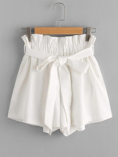 Frill Waist Self Tie Shorts-bottom-Des Mess