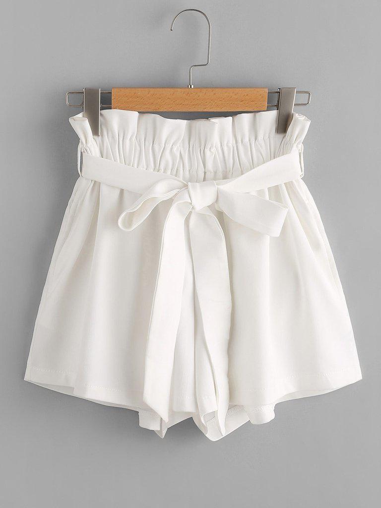 Frill Waist Self Tie Shorts-bottom-Des Mess