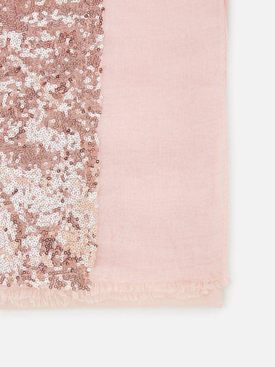 Contrast Sequin Panel Raw Edge Scarf-accessories-Des Mess