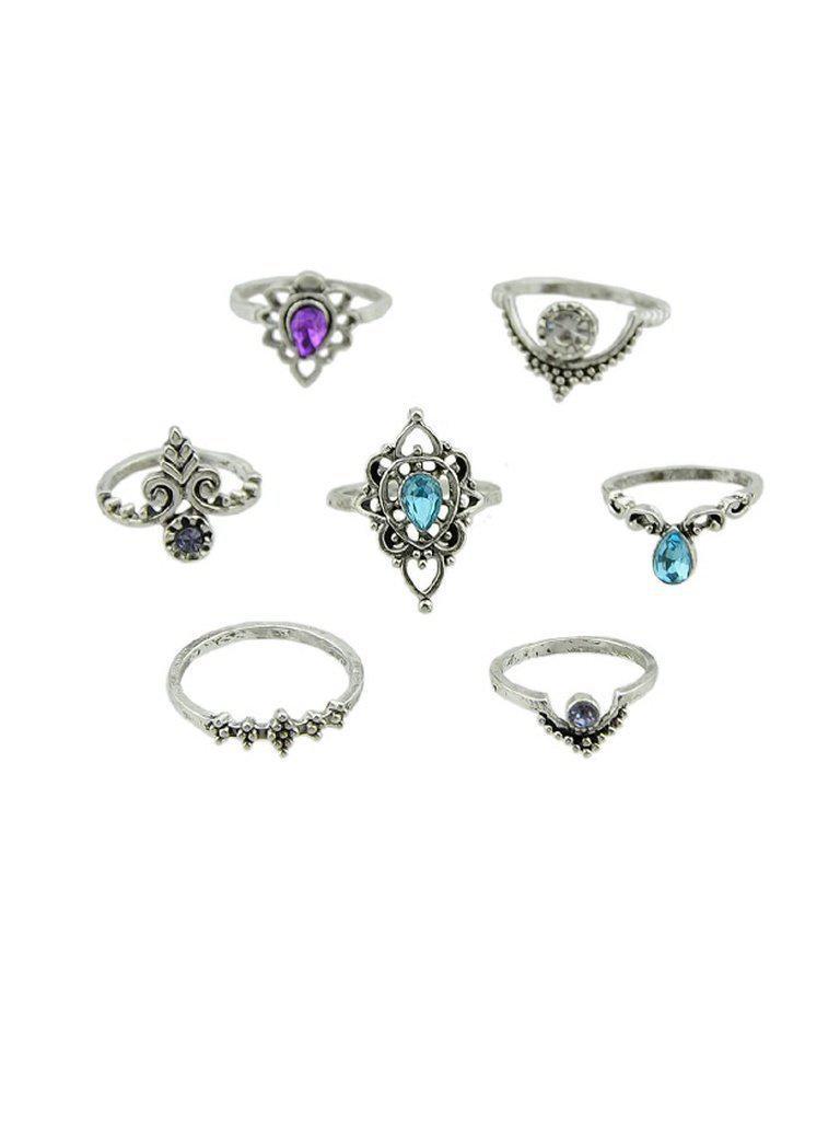 7Pcs/Set Water Drop Geometric Knuckle Ring Set-jewelry-Des Mess