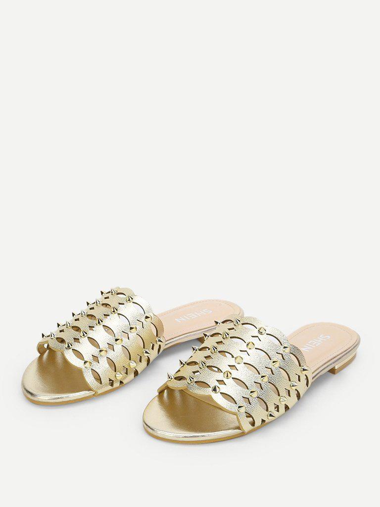 Laser Cut Rivet Detail Slides-shoes-Des Mess