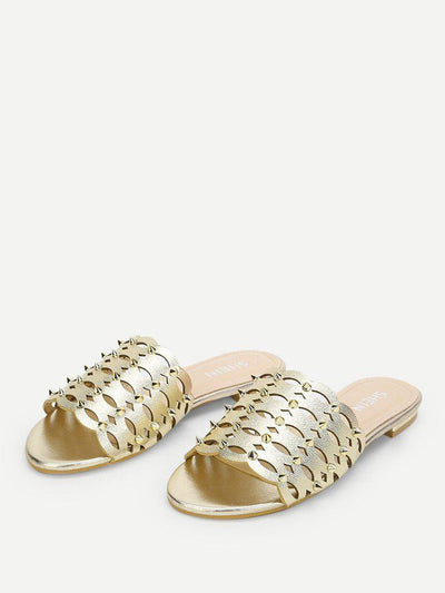 Laser Cut Rivet Detail Slides-shoes-Des Mess