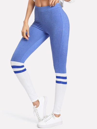 Two Tone Striped Leggings-bottom-Des Mess