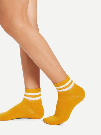 Striped Detail Ankle Socks 5Pairs-accessories-Des Mess