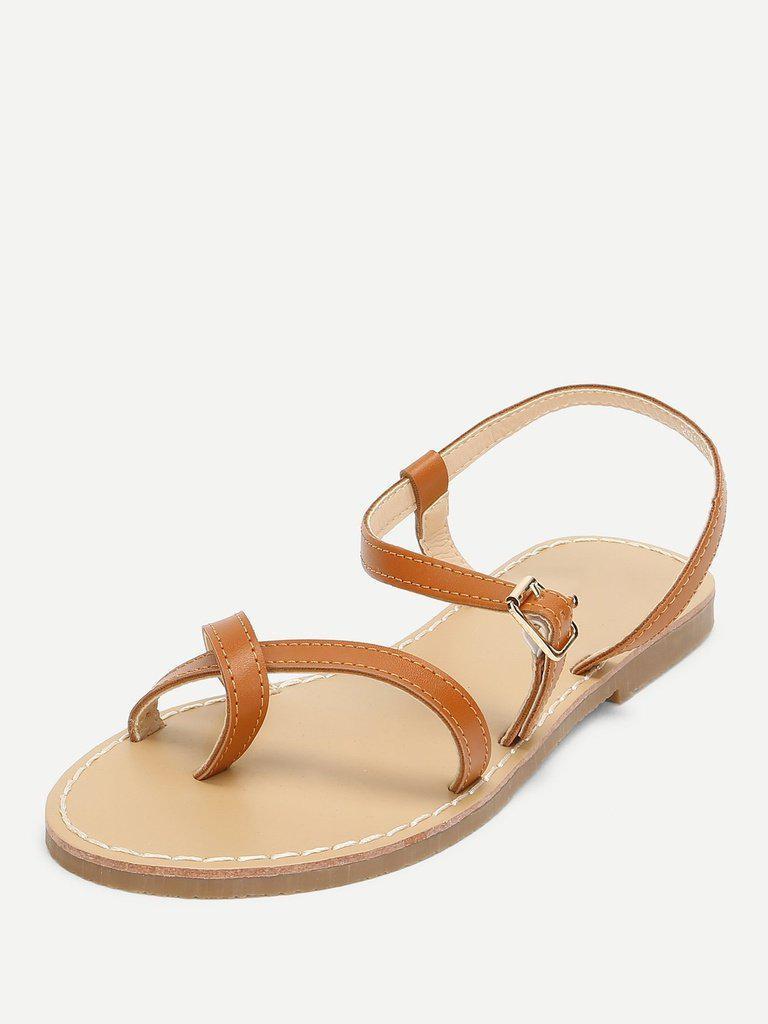 Toe Ring Strappy Flat Sandals-shoes-Des Mess