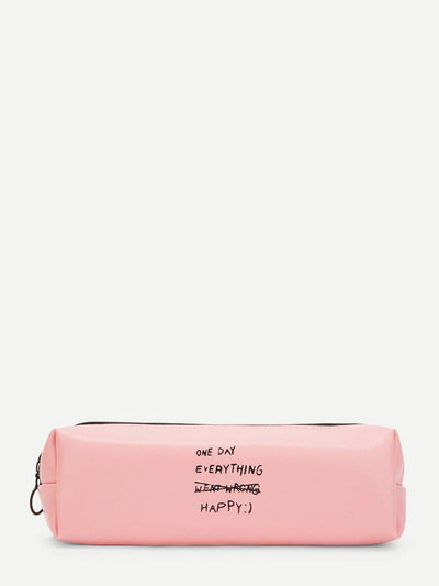 Slogan Print Pencil Case-others-Des Mess