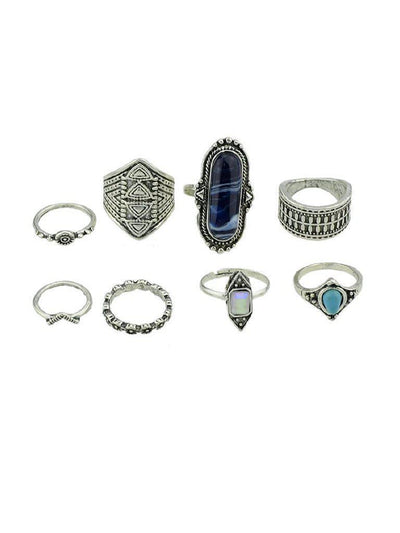 8Pcs/Set Stone Set Jewelry Ring-jewelry-Des Mess