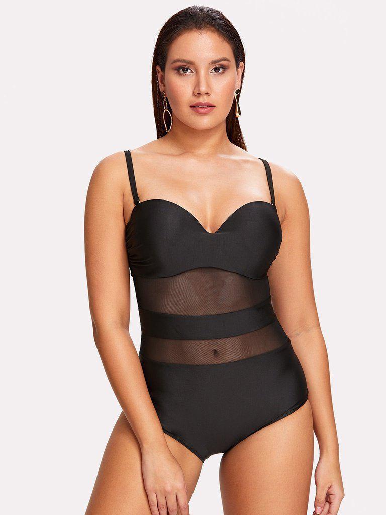 Mesh Panel Swimsuit-swimwear-Des Mess