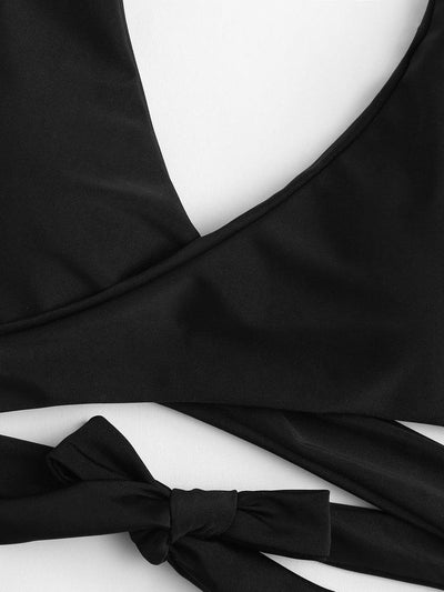 Surplice Wrap Front Cut Out Side Bikini Set--Des Mess