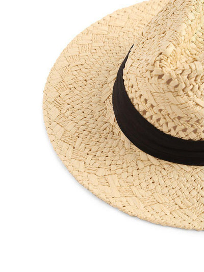 Contrast Band Braided Beach Hat-accessories-Des Mess