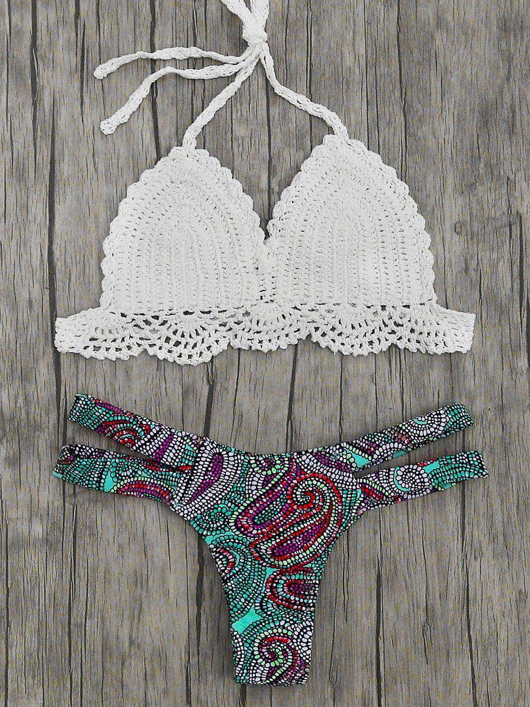 Printed Mix & Match Crochet Bikini Set-swimwear-Des Mess
