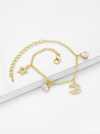 Star & Moon Charm Link Bracelet--Des Mess