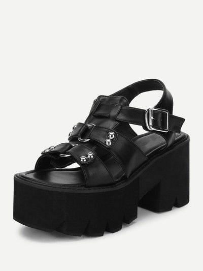 T-strap Buckle Detail Platform Wedges-shoes-Des Mess