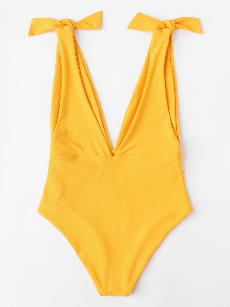 V Plunge Knot Swimsuit-swimwear-Des Mess