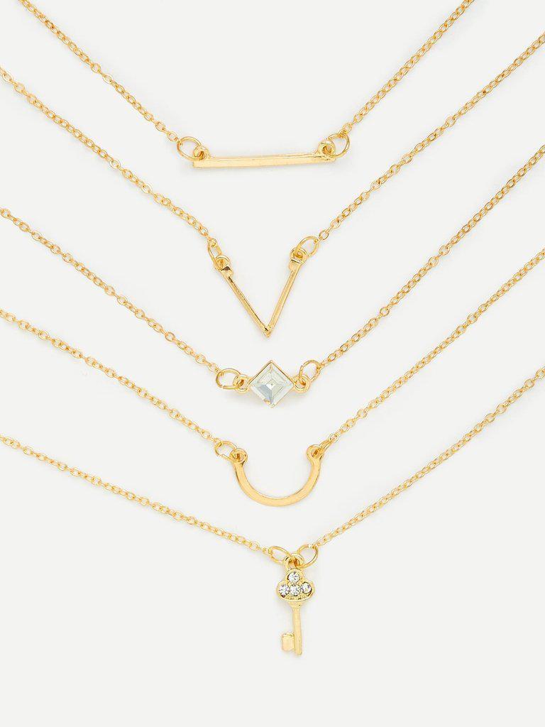 Letter V & Key Design Link Bracelet Set--Des Mess